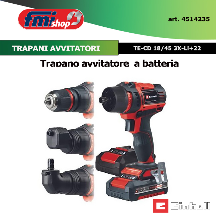 Trapani a batteria TE-CD 18/45 3X-Li +22 2x2,0 Ah